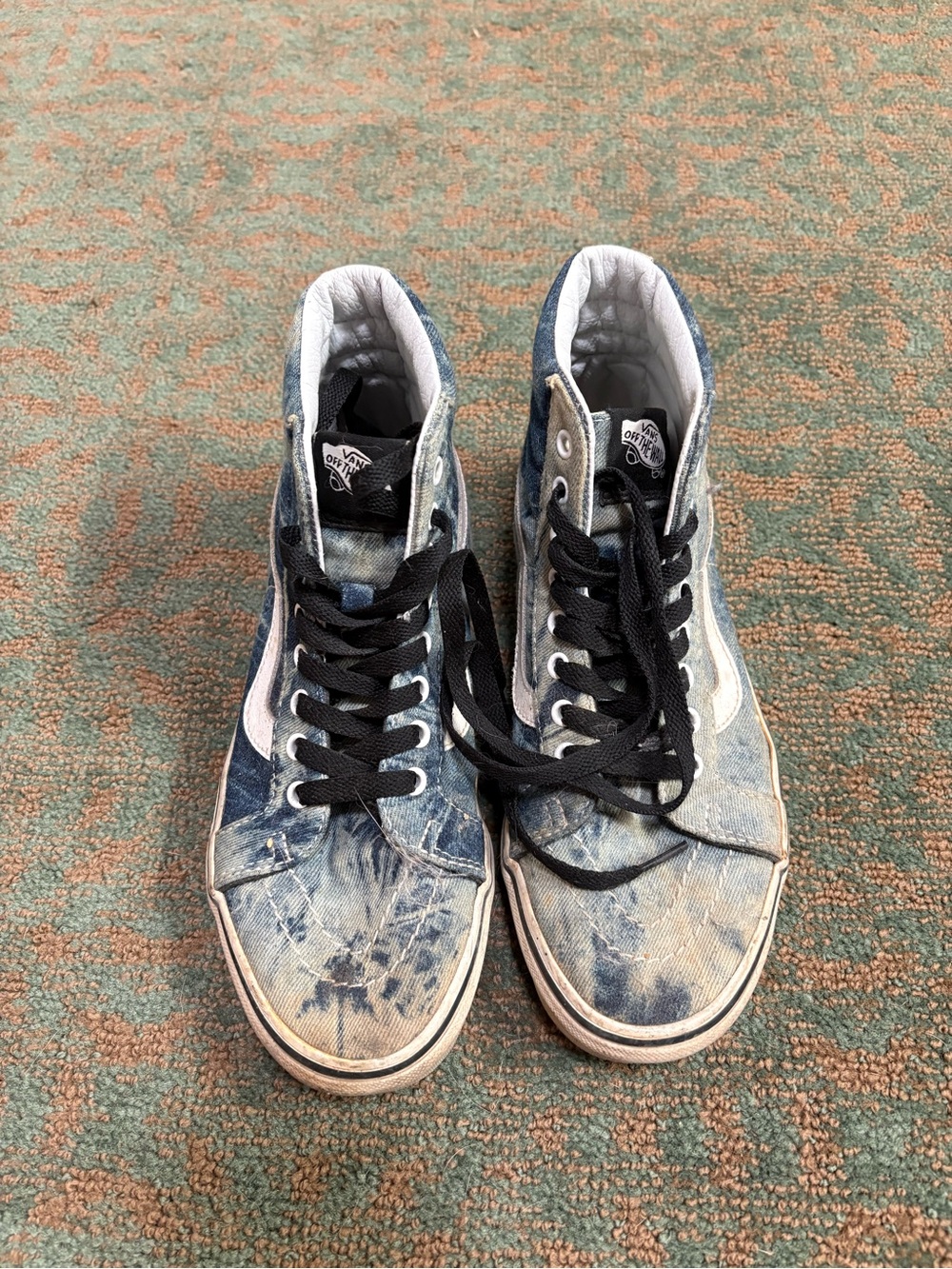 Vans High-Top Denim Sneakers in Blue Acid Wash